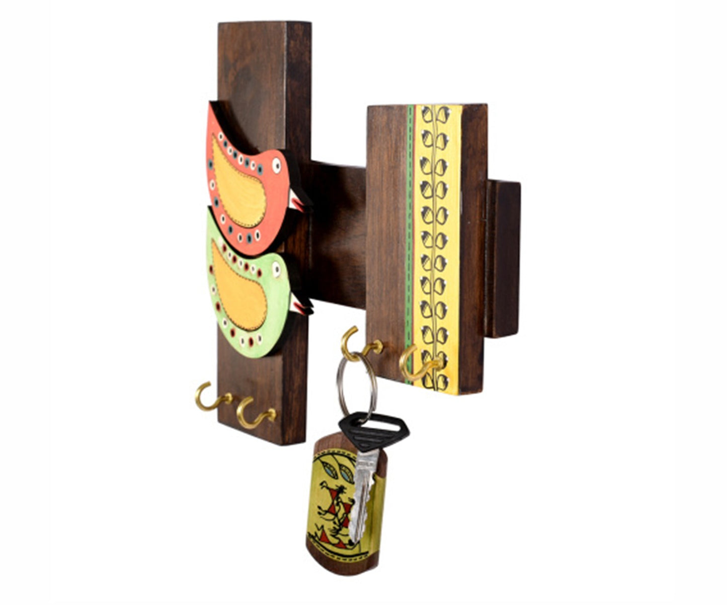 Udaipur Handicrafts Wood  Multicolor Handcrafted Tribal Art Bird Theme Key Holder
