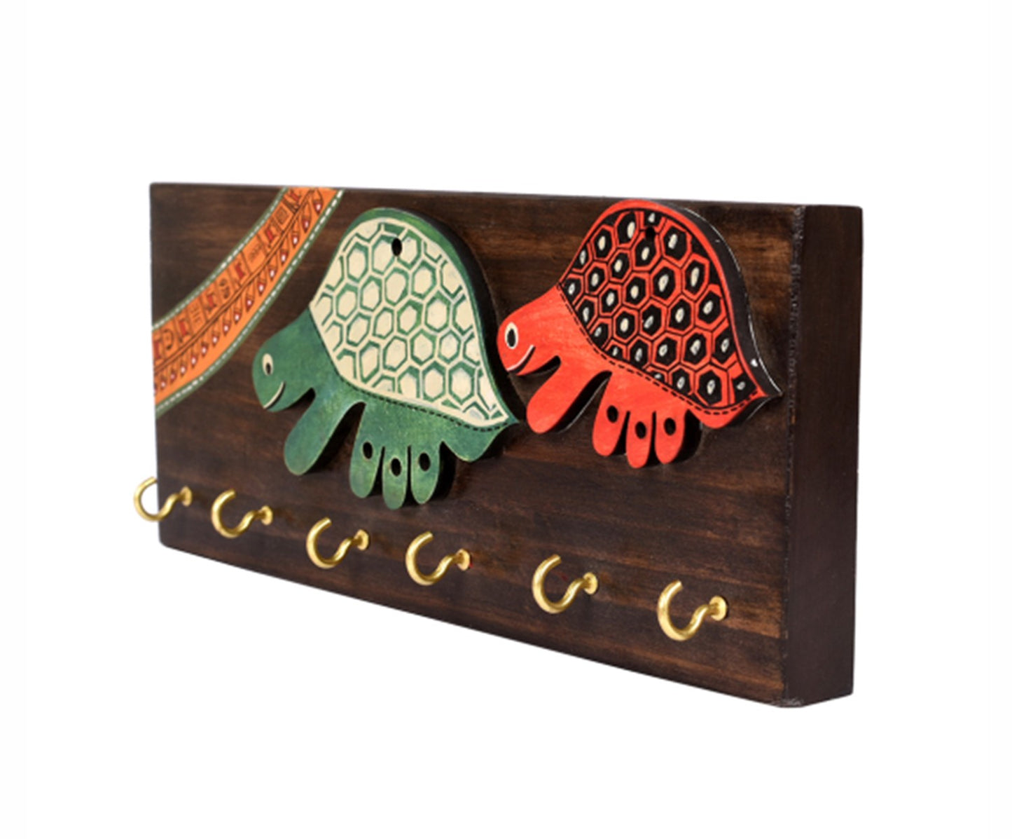 Udaipur Handicrafts Wood 	Multicolor Handcrafted Tribal Art Turtle Key Holder