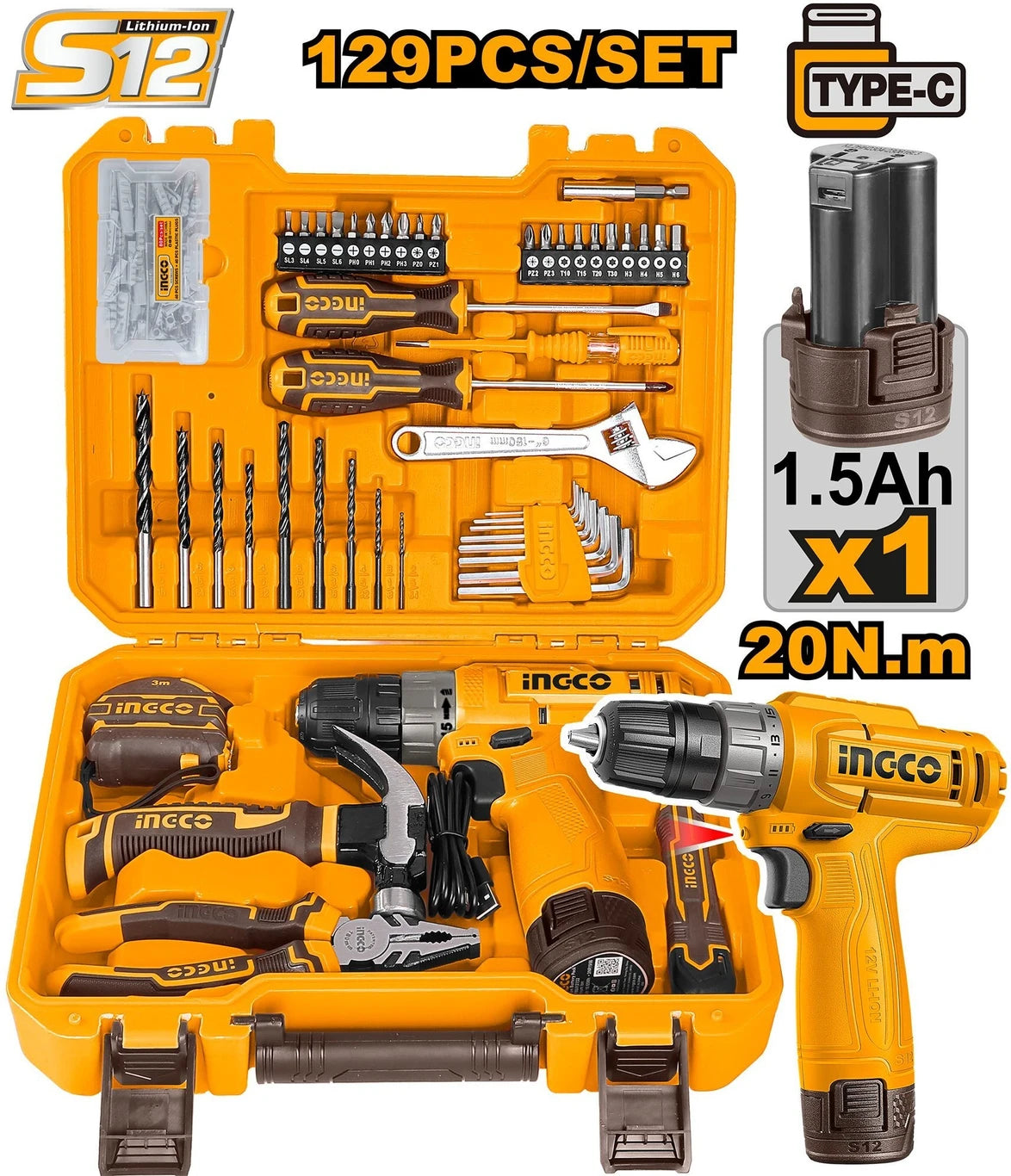 INGCO 129 Pcs Tools set HKTHP11291