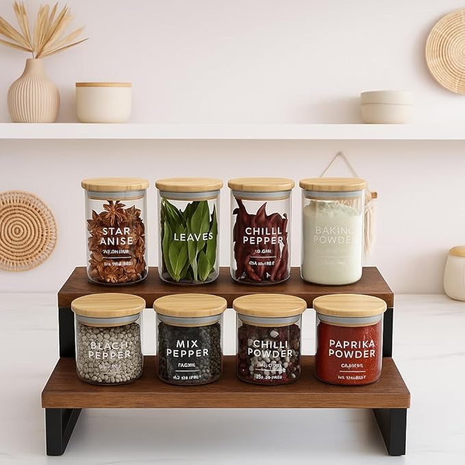 Udaipur Handicrafts Wood Spice Rack Shelf, Kitchen Organizer Rack, Rack Stand, Kitchen Counter Organizer, 30 x 15 x 15 cm, Dark Brown