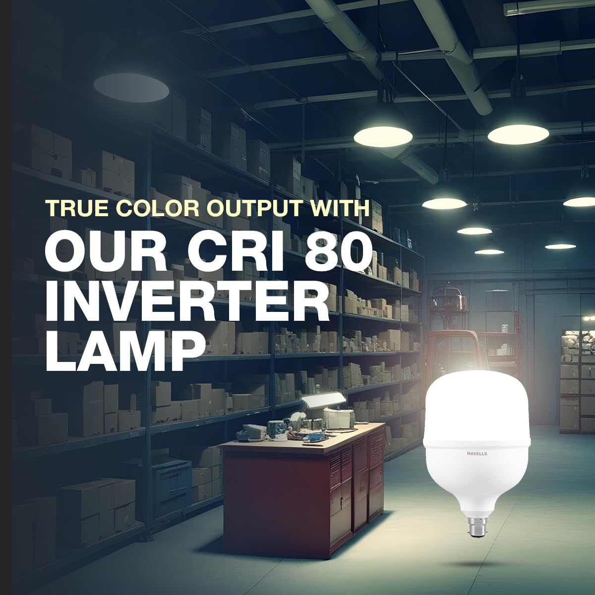 Havells 50W high wattage Bulb | High CRI & High Efficiency | Energy Efficient | Mercury-Free | 4KV Surge Protection | 100 Lumens Per Watt |Cool Day Light (6500K) b22d