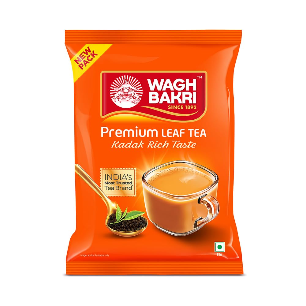 Wagh Bakri Premium Tea | Black | Assam Blend | Kadak Chai | Aromatic Chai Patti | Rich & Bold Flavour | Lingering Taste & Kesari Golden Hue | Loose Leaf Tea | 250 g