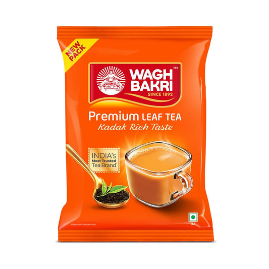 Wagh Bakri Premium Tea | Black | Assam Blend | Kadak Chai | Aromatic Chai Patti | Rich & Bold Flavour | Lingering Taste & Kesari Golden Hue | Loose Leaf Tea | 250 g