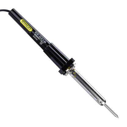STANLEY 69-031B Round 30-Watt Corded Soldering Iron, Comes with 2 Soldering Tips, Ideal for Soldering Light Gauze Wires, Thin Metals & Other Electrical Work, Black and Chrome