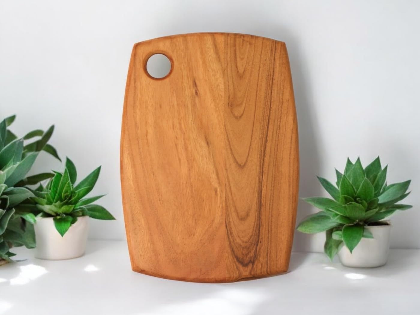 Udaipur Handicrafts Wooden Chopping Board/Cutting Board/Serving Board, Platter/Plate for Vegetables | Natural Acacia Wood | 36 * 25 * 1.5 cms | Handmade in India