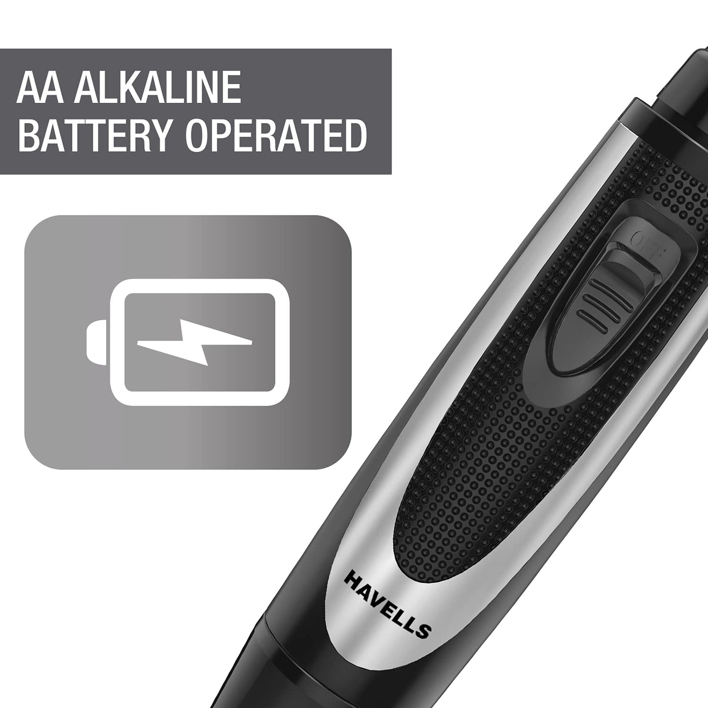 Havells Ne6322 Nose&Ear Hair Trimmer,Battery Operated&Easy To Carry (Black), Unisex