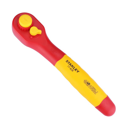 Stanley STMT77828-23B 1/2" VDE Insulated Ratchet 250mm, Ideal For Repair Of Electric Vehicles, Red and Yellow