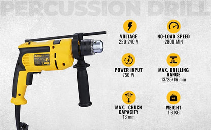 DEWALT DWD024 Impact Drill Machine for professional applications 750Watt 13mm, 2 Year Warranty