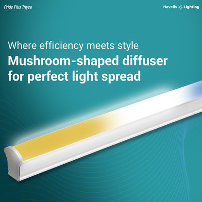 Havells 20W 3 in 1 LED Batten Tubelight|Energy Efficient|Three Color Temperatures(Warm White,Neutral White,Cool White)|Upto 4KV Surge Protection |Made in India | (Triyca)|Pack of 4