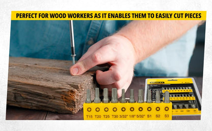 Stanley 68-071-23 26-Piece Insert-Bit Chrome-Vanadium Screwdriver Set For Home, Diy, Professional & Industrial Use Ideal For Electrical & Plumbing Tasks, Yellow & Black - Chrome Vanadium Steel