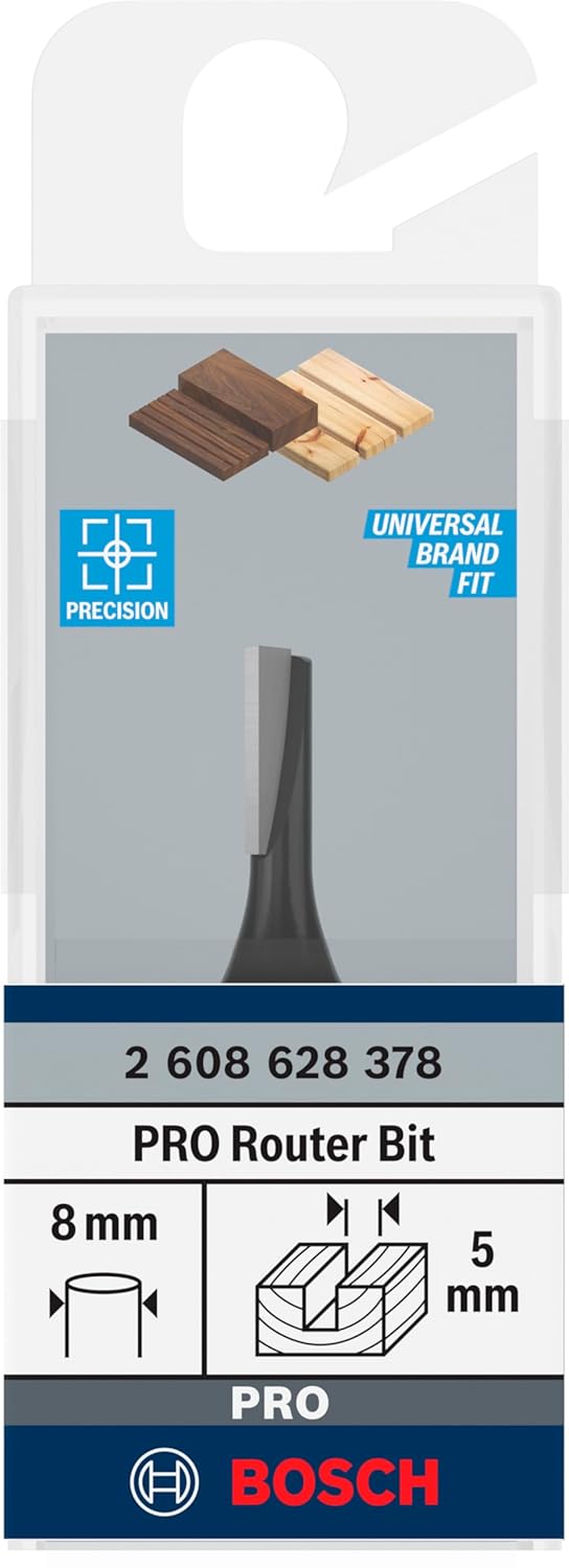 BOSCH PRO Straight Groove Cutter | Ø5xL12.7xS8mm | Engineered for Versatility | Smooth, Precise Cuts in Wood & Composites | Kickback-Reducing Design | Durable Carbide Edge