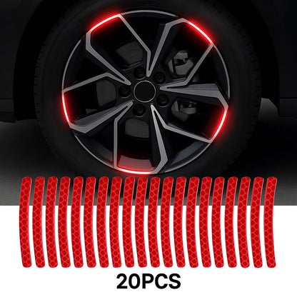 Akshar Arts Bhuwana  Premium Wheel Reflective Strips for Cars, Motorcycles & Bicycles – Waterproof Rim Tape Decals for Night Visibility & Safety | Easy to Apply, Long-Lasting Adhesive (Set of 20)