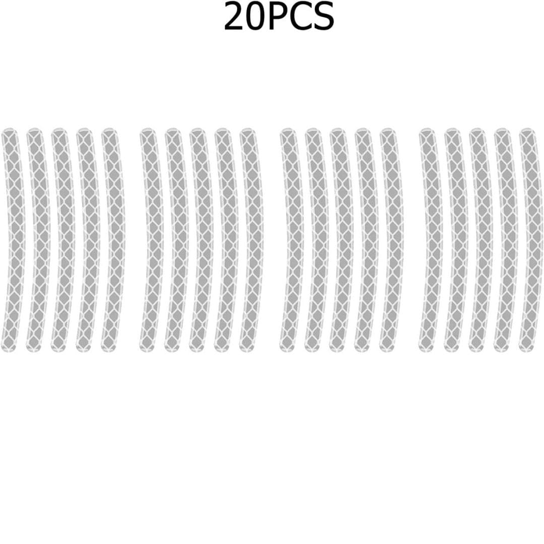 Akshar Arts Bhuwana 20 Pcs | Universal Reflective Stickers for Night Safety Warning | Car, Bike, Motor Cycle Wheel Rim Anti-Scratch Stripes | Decals | White | Compatible with All Cars and SUVs