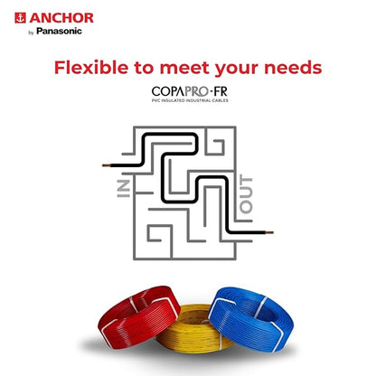 Anchor by Panasonic 2.5 mm COPAPro FR Electrical Wire, 90 Meter Fire Resistant Single Core PVC insulated Pure Copper Wire, Anti Rodent Anti Termite Flexible Wire for Connections (BLUE, 96140BU)