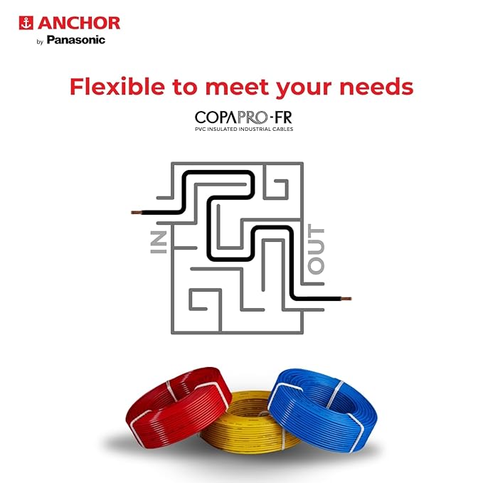 Anchor by Panasonic 1 mm COPAPro FR Electrical Wire, 90 Meter Fire Resistant Single Core PVC insulated Pure Copper Wire, Anti Rodent Anti Termite Flexible Wire for Connections