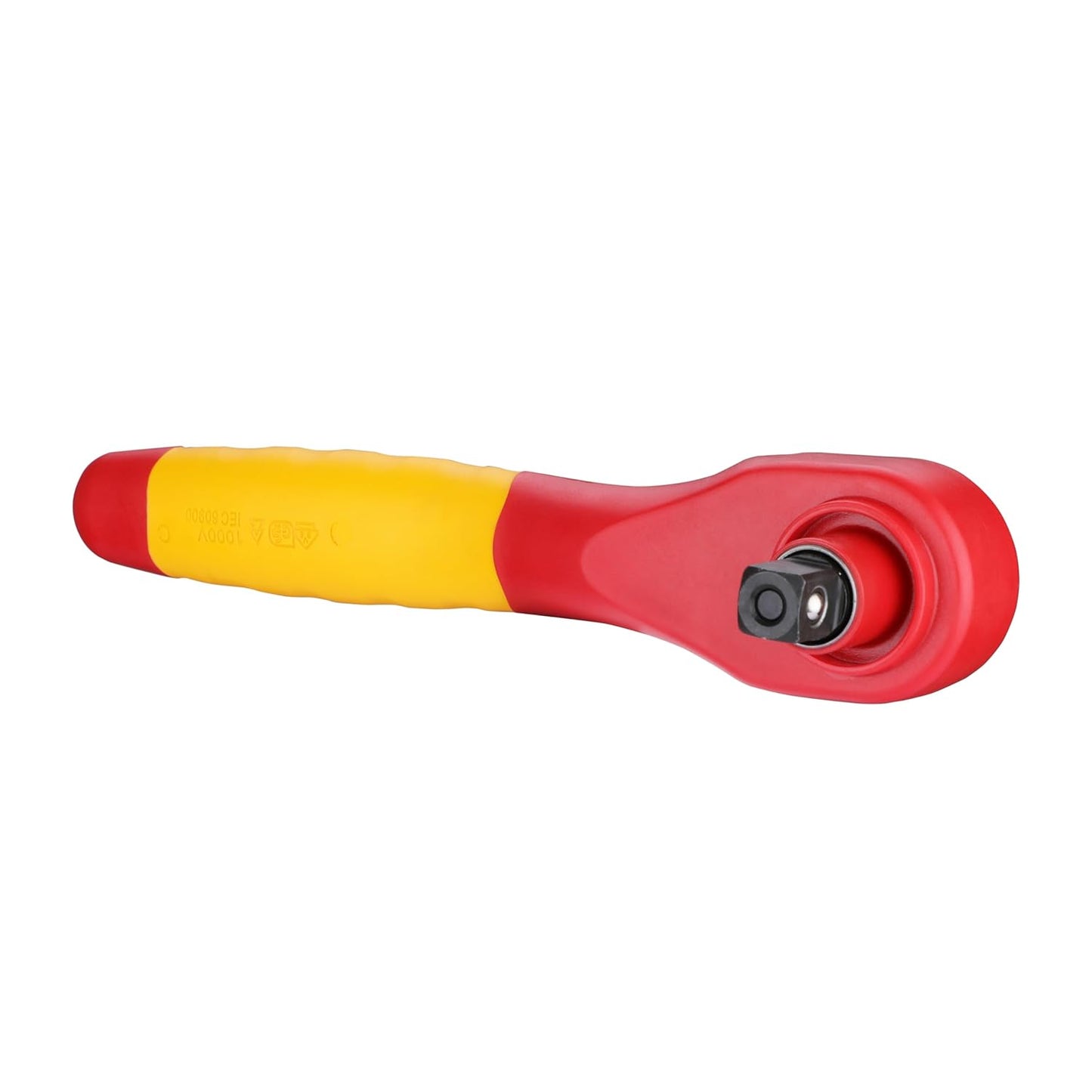 Stanley STMT77828-23B 1/2" VDE Insulated Ratchet 250mm, Ideal For Repair Of Electric Vehicles, Red and Yellow