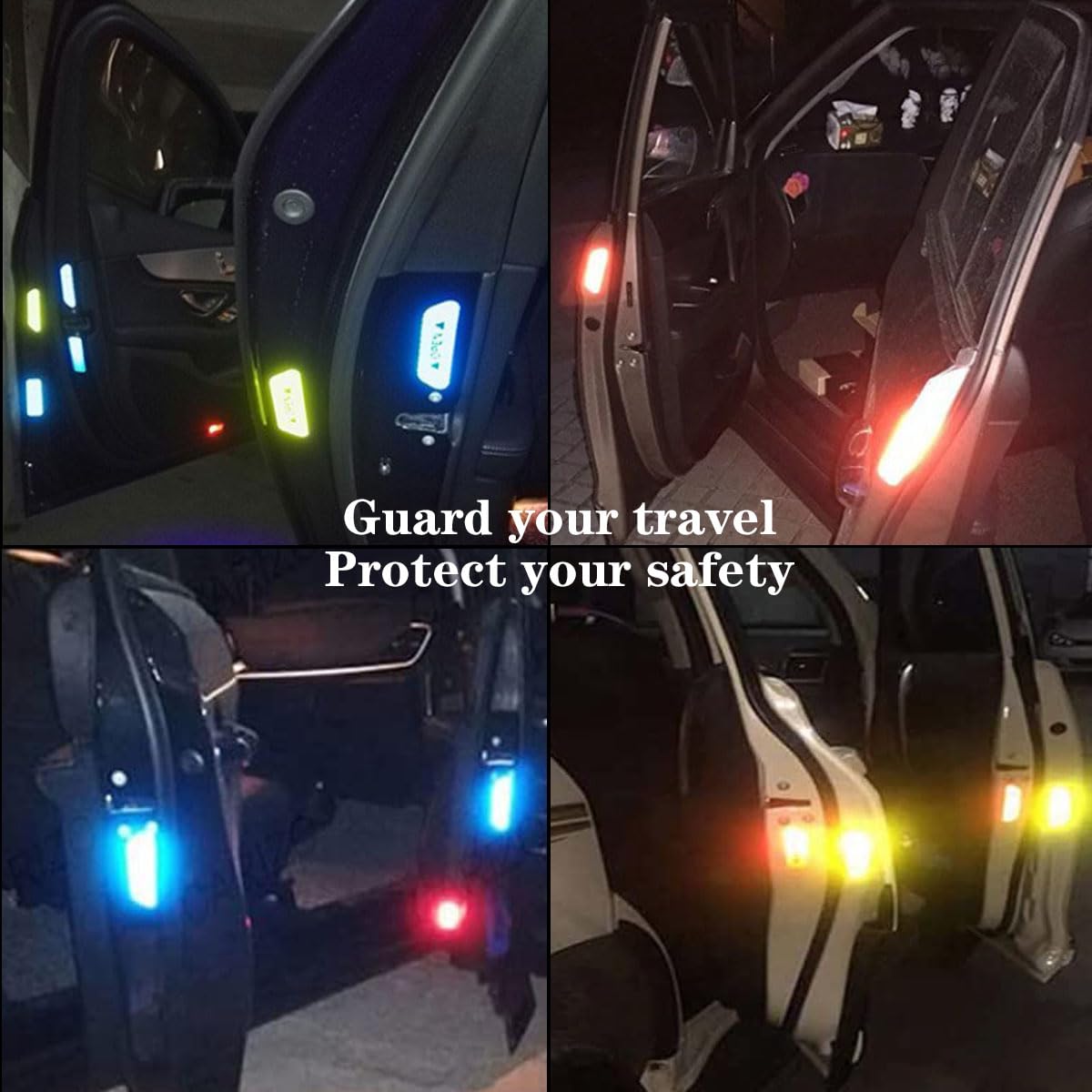 Akshar Arts Bhuwana 20Pcs Car Sticker, Reflective Door Stickers for Cars, High Visibility Safety Decals for Night Driving, 4 Green + 4 Red + 4 White + 4 Blue + 4 Yellow