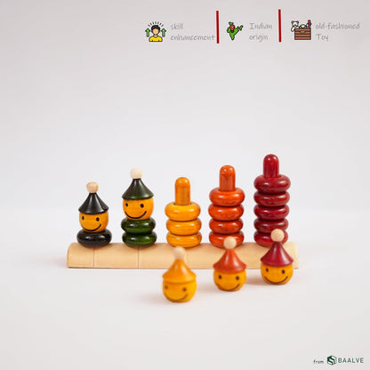 Udaipur HandiCrafts  Premium Channa Patna Wooden Stacking Toy Set – Vibrant Eco-Friendly Educational Play for Toddlers – Safe & Durable