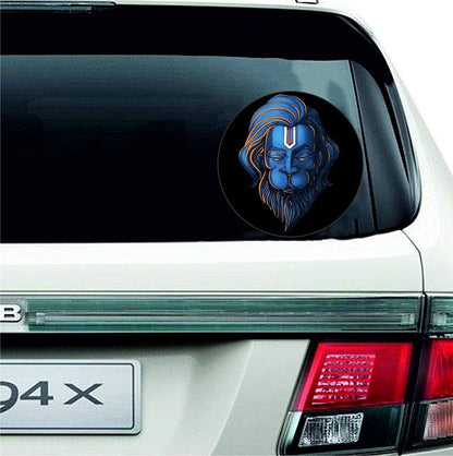 Akshar Arts Bhuwana Hanuman Peaceful Blue Face Sticker for Car, Truck - All Four Wheeler Vehicle Vinyl Decal Size(14cm X 14cm) Multicolor