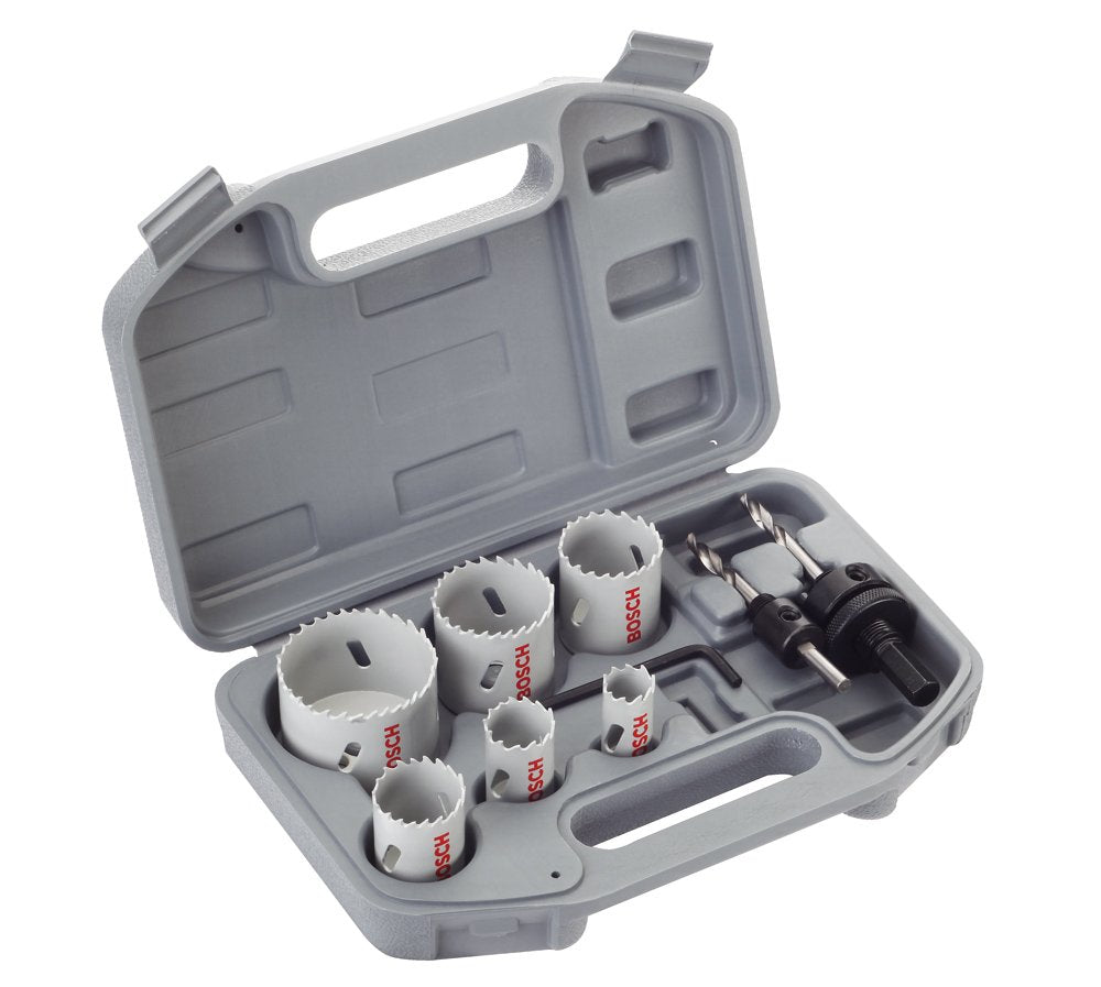 Bosch Professional 9Pc Universal Holesaw Set With Bim Holesaws, 24Mm/27Mm/32Mm/35Mm/40Mm/52Mm