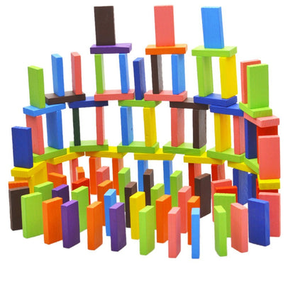Udaipur Handicrafts 120 Pcs 12 Color Wooden Dominos Blocks Set, for Kids Board Game Educational Play Toy, Domino Racing Toy Game