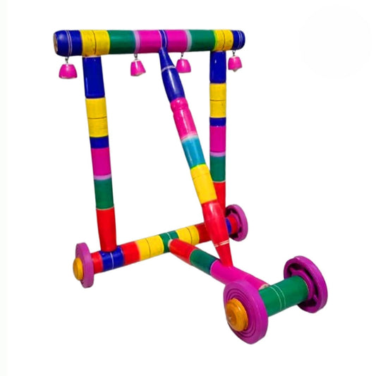 UdrCrafts® Red Color Wooden Walker (4 Bells) - Traditional Wooden Multi Color for Babies Walker - First Step Activity Walker for Kids Perfect Age for 6 Months & Above