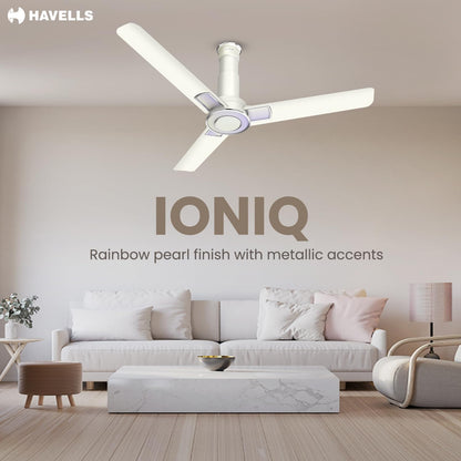 Havells Ioniq ES 1200mm Ceiling Fan, Energy Efficient for Superior Air Delivery, Low Power Consumption & Elegant Design | 2 Years Manufacturer Warranty | Rainbow White