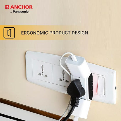ANCHOR 6A 3 Pin Multi Plug Socket Travel Adapter with Universal Socket, 3 Pin Multi Plug Extension Socket (White - PK3)