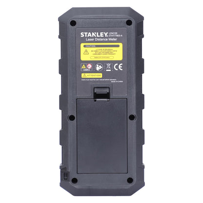 STANLEY STHT77803-A Professional Black Laser Distance Meter - 100 M, ±2.0mm Accuracy, Comes with 3 * 1.5V AAA Batteries, IP40 Dust & Water-Splash Rating, Ideal for Area & Volume Measurement