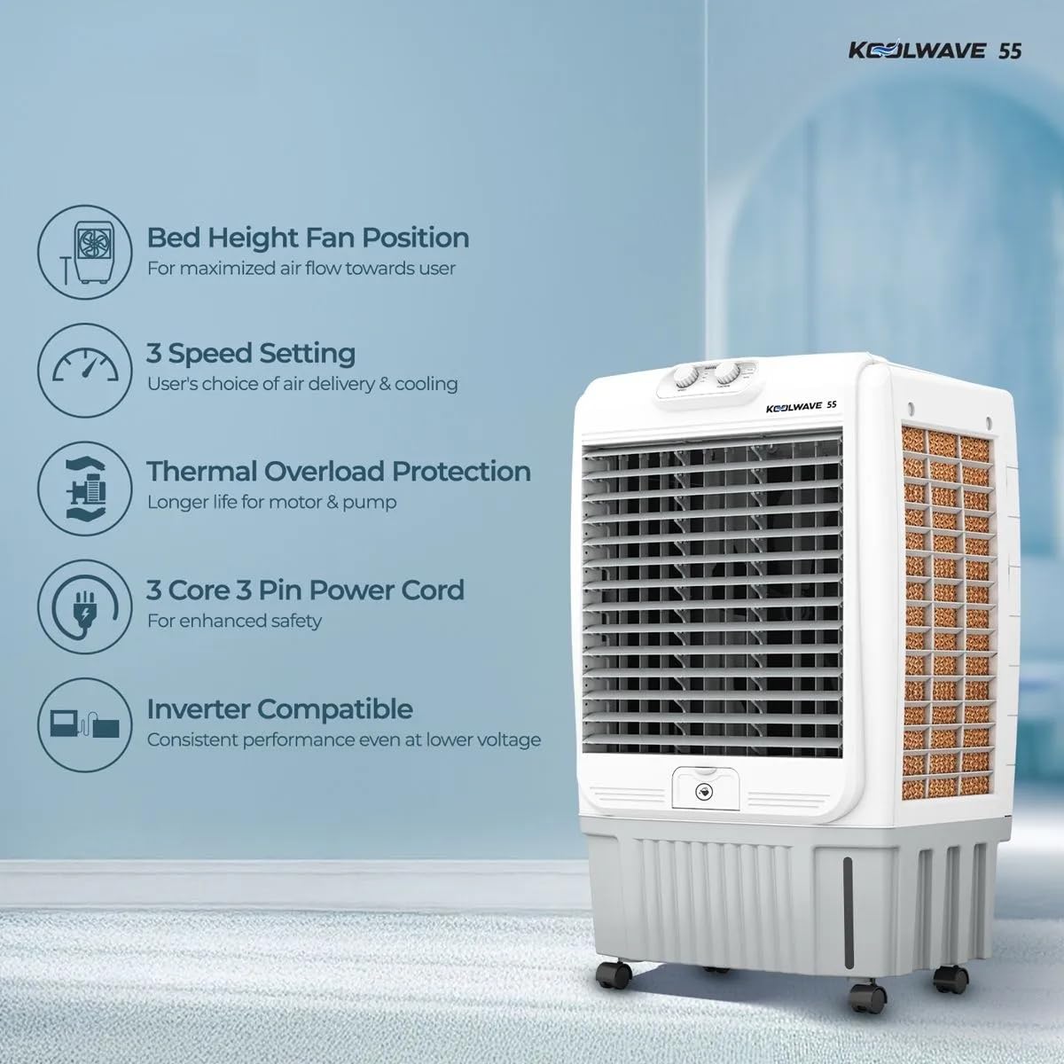 Havells KoolWave 55 L Desert Air Cooler (White Grey)