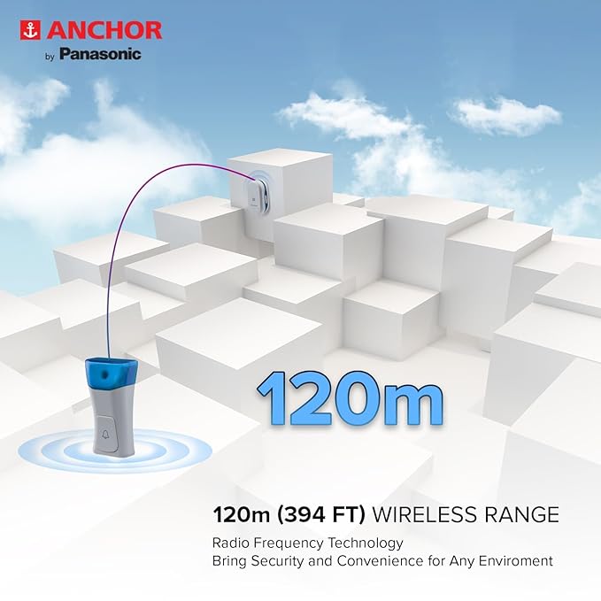 Anchor by Panasonic Wireless Doorbell | 45 Melodies Calling Bell for Home, Office with 120 Meter Operating Range | Door Bell for home
