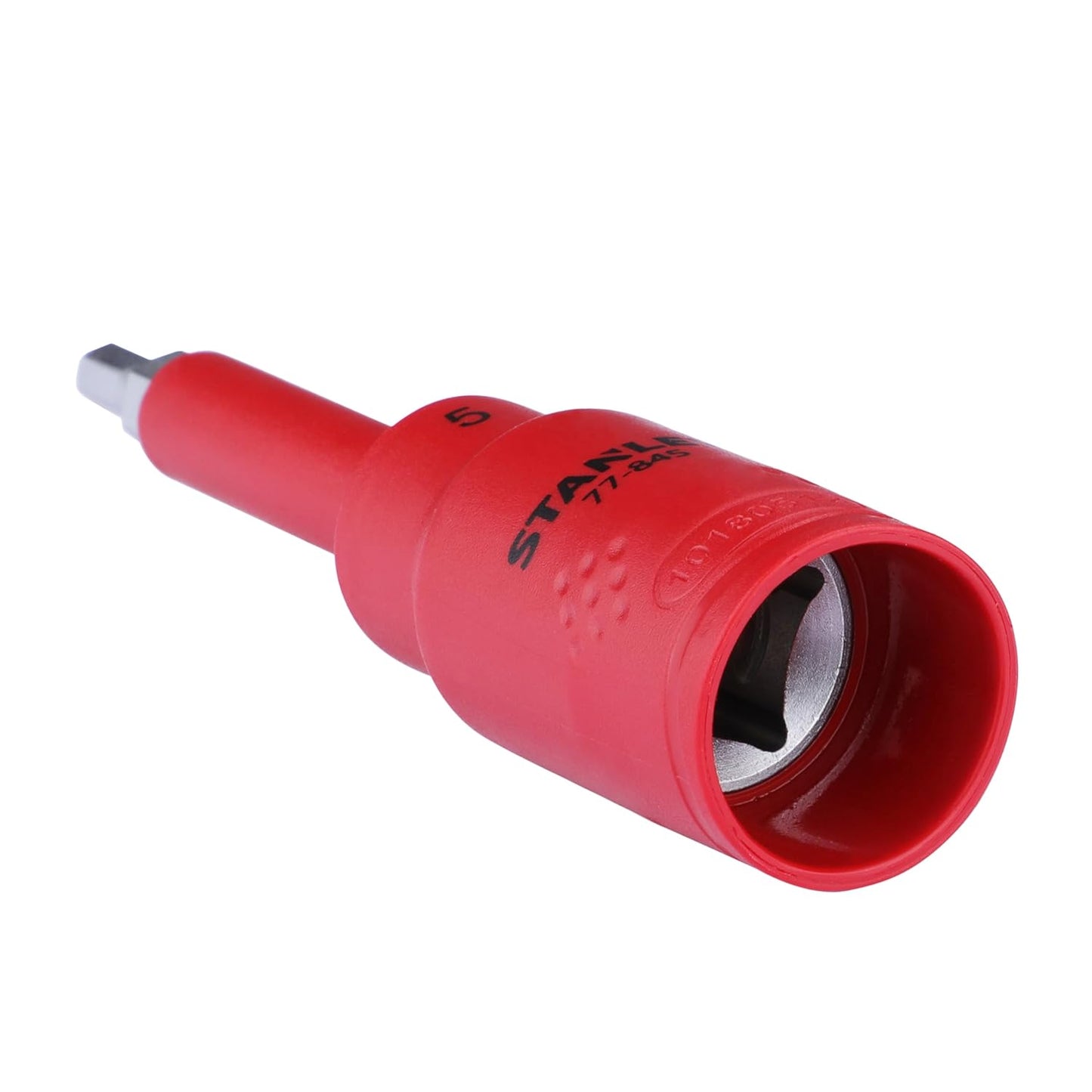 STANLEY STMT77845-23B 1/2" VDE Insulated Hex Driver Socket 5x120mm, Ideal For Repair Of Electric Vehicles, Red
