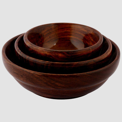 Udaipur Handicrafts Contemporary Platter Multipurpose Serving Bowl For Kitchen (Brown) -Set Of 3,Standard, 500 ML