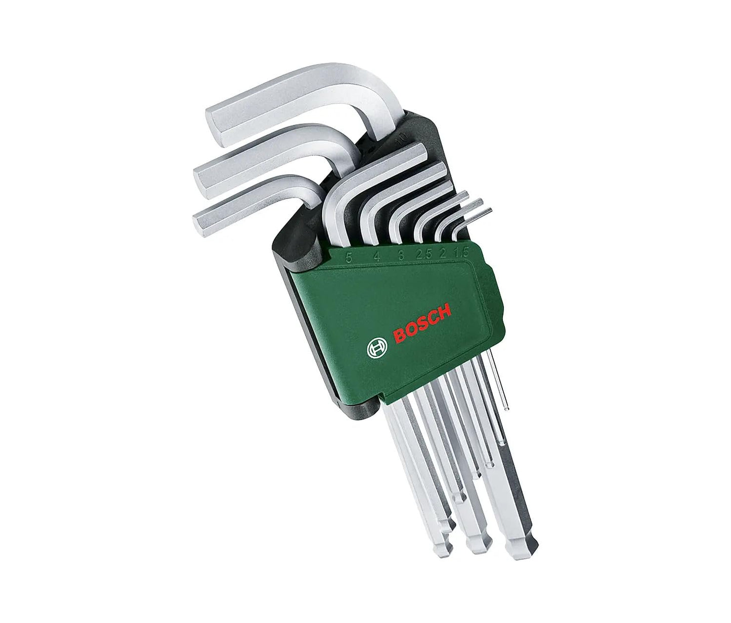 BOSCH 9-Piece Hex Key Set | 9 Sizes for Versatile Fastening & Assembly | Durable High-Strength Steel | L-Shaped Design for Extra Torque | Comfortable Grip for Easy Handling