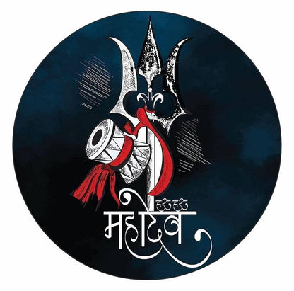 Akshar Arts Bhuwana Har Har Mahadev Stylish Sticker for Car, Truck - All Four Wheeler Vehicle Vinyl Decal Size(14cm X 14cm) Multicolor