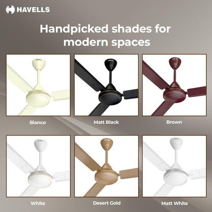 Havells Mozel XP 1200mm Ceiling Fan, Best in Class Base Fan with High Air Delivery, Energy Saving & 100% Pure Copper Motor | 2 Year Warranty | White