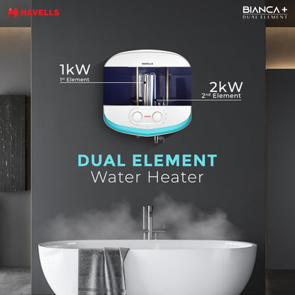 Havells All New Bianca+ 10L 5 Star 3-in-1 Convertible Storage Water Heater(Geyser)|Dual Element|33% Fast Heating|Shock Safe Plug|7 Year Tank & 5 Year element Warranty|Free Installation & Flexi pipe