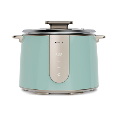 Havells CRAFT Rice Cooker | Live Cooking Timer| Intuitive Touch Control | 6 hour Keep Warm Mode| 1.8 L Capacity | Triple Safety Protection | Food Grade Bowl | Energy Efficient Operation (Blue & Gold)