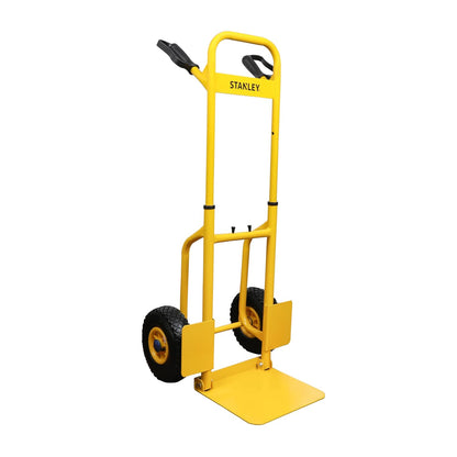 STANLEY SXWT-FT520 Steel Folding Handtruck,120kg Load Capacity,Ergonomic Handle with Knuckle Protection,10" Large Pneumatic Wheels,Foldable Base Plate,Open Dimn: 52x48x113 cm,Folded Dimn: 28x48x80 cm