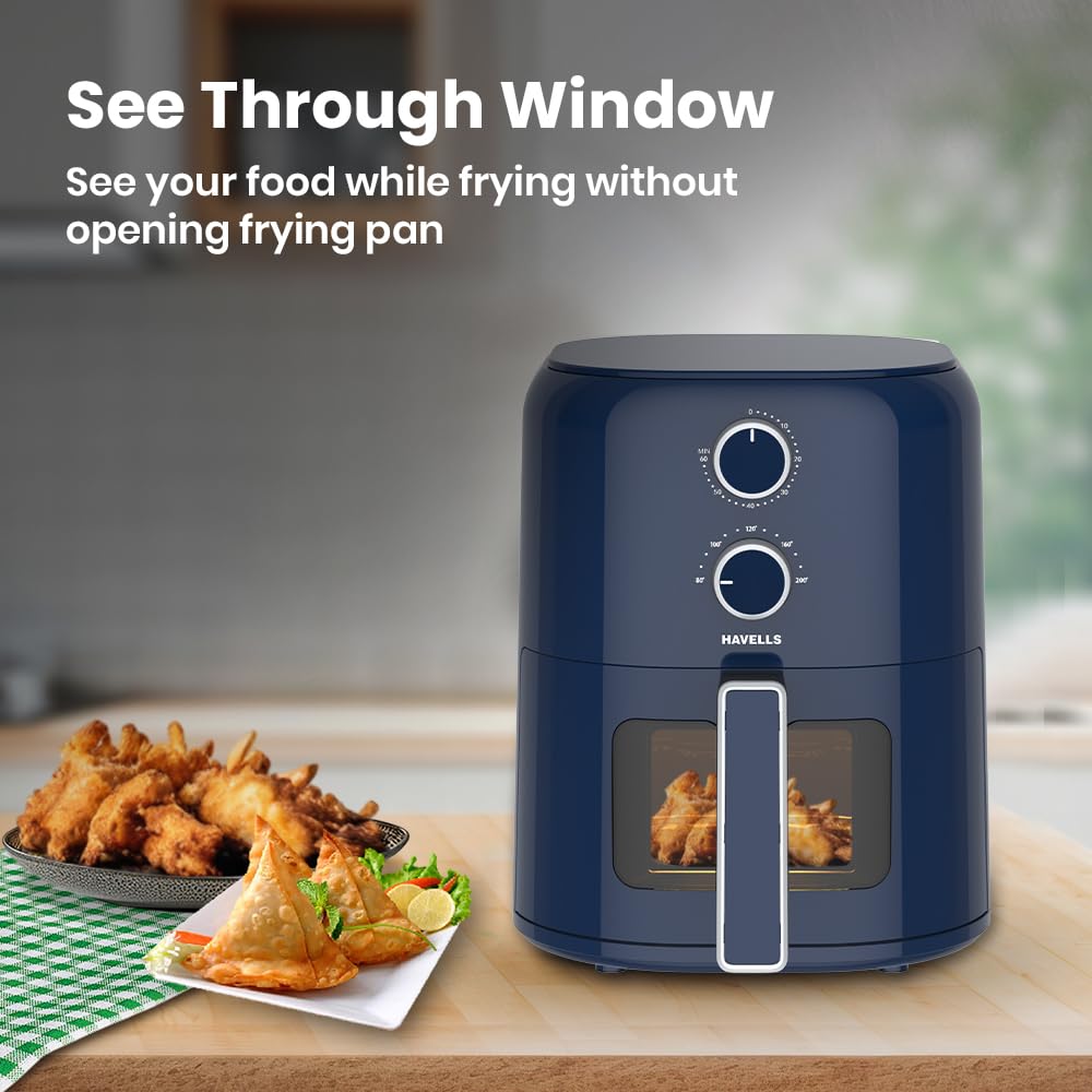 Havells Prolife Brio Air Fryer 4.2 L| Aero Crisp Technology for Air Circulation| See Through Window| Non-Stick Silicon Coated Basket| Adjustable Temperature and Time| 2Yr Door Step Warranty by Havells