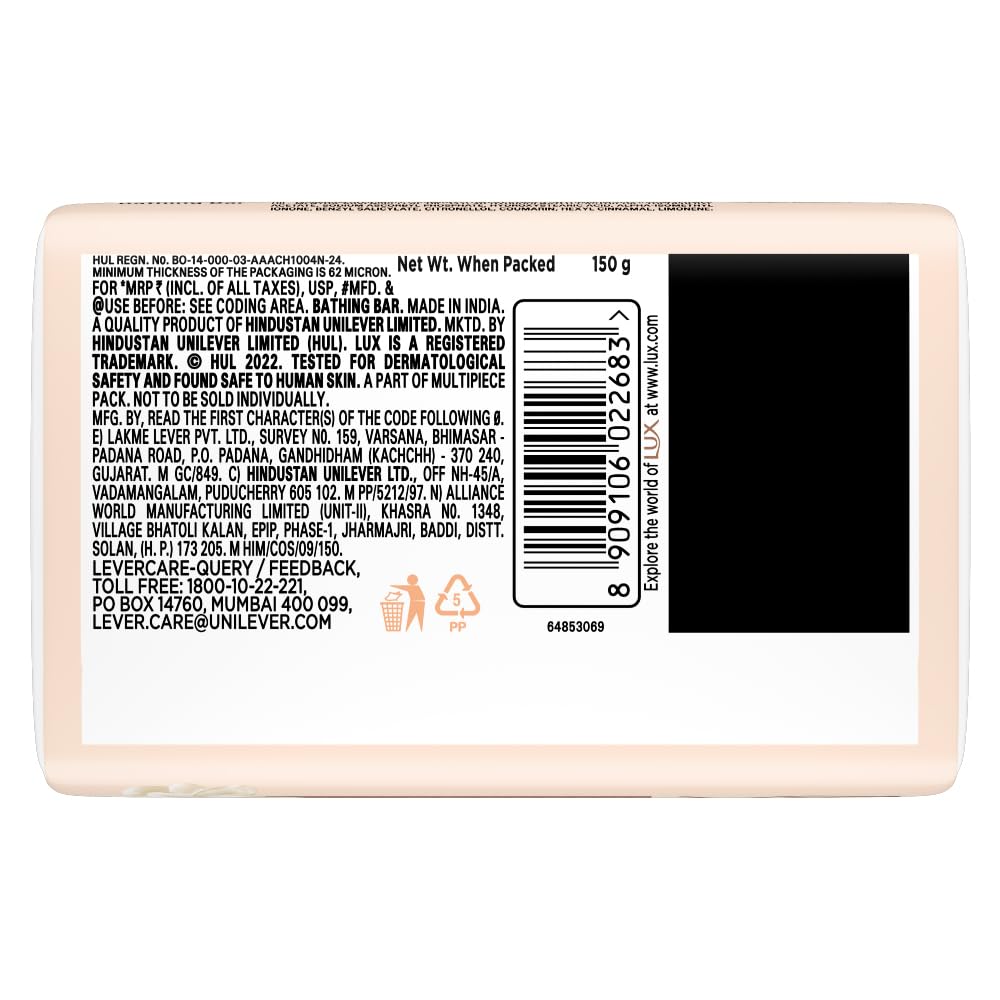 Lux Flaw-less Glow Bathing Soap infused with Vitamin C & E | For Superior Glow | 150g x 3