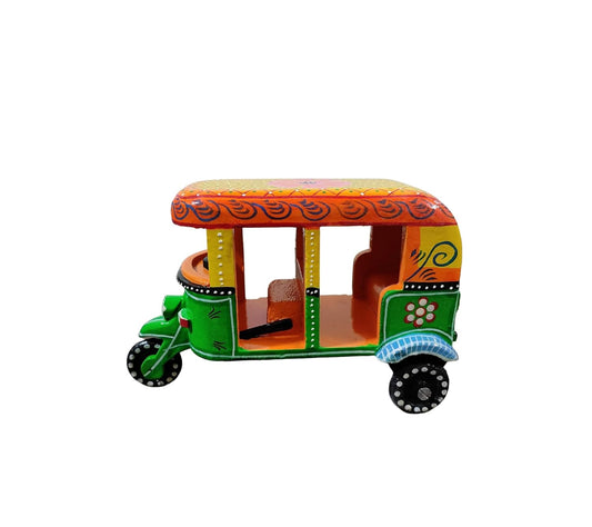 UdrCrafts® Handcrafted Push and Pull Wooden Auto Rickshaw Showpiece, Traditional Indian Design, Ideal for Collection, Gifting and Imaginative Play