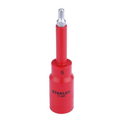 STANLEY STMT77845-23B 1/2" VDE Insulated Hex Driver Socket 5x120mm, Ideal For Repair Of Electric Vehicles, Red