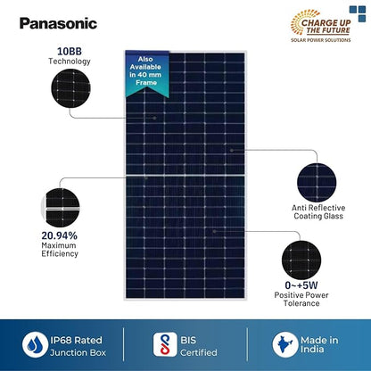 Anchor by Panasonic 540W DCR Bifacial Crystalline PERC 144 Cells Half Cut Solar Panel with Transparent Backsheet, IP68 Rated, 25 Yrs Performance Warranty, Eligible for Gov Subsidies (Pack of 2)