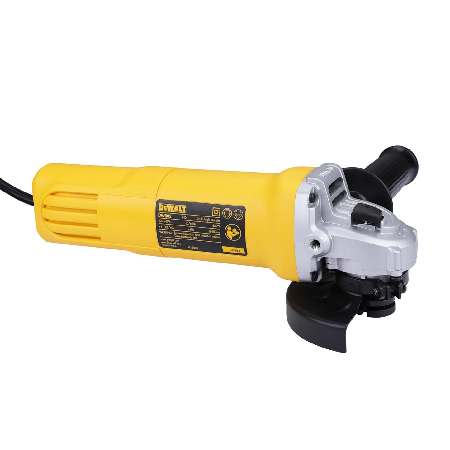 DEWALT DW802-IN, 850W, 4'' (100mm) Heavy Duty Angle Grinder Engineered for Heavy Duty Applications with Spindle Lock and Slide Switch, 2 Year Warranty (Side Handle Included)