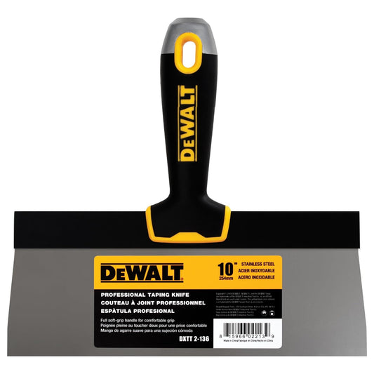 DEWALT 10" Taping Knife | Stainless Steel w/Soft Grip Handle | DXTT-2-136