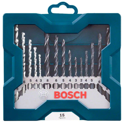 Bosch Professional 15 pcs wood + metal + masonry drill bit set