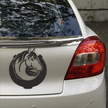 Akshar Arts Bhuwana Black Horse Nice & Trendy Look Exterior Car Sticker Self-Adhesive, Waterproof Decal Vinyl for All Car Sticker (2Pcs) Size (27cm X 25cm)_C24
