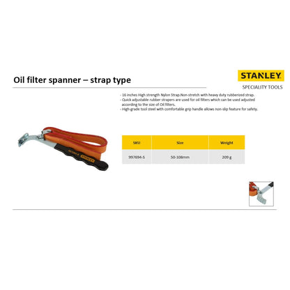 STANLEY 997694-S Oil Filter Wrench with Strap
