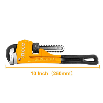Ingco 10-inch Heavy Duty Pipe Wrench, Adjustable Plumbing Wrench, Drop Forged HPW0814